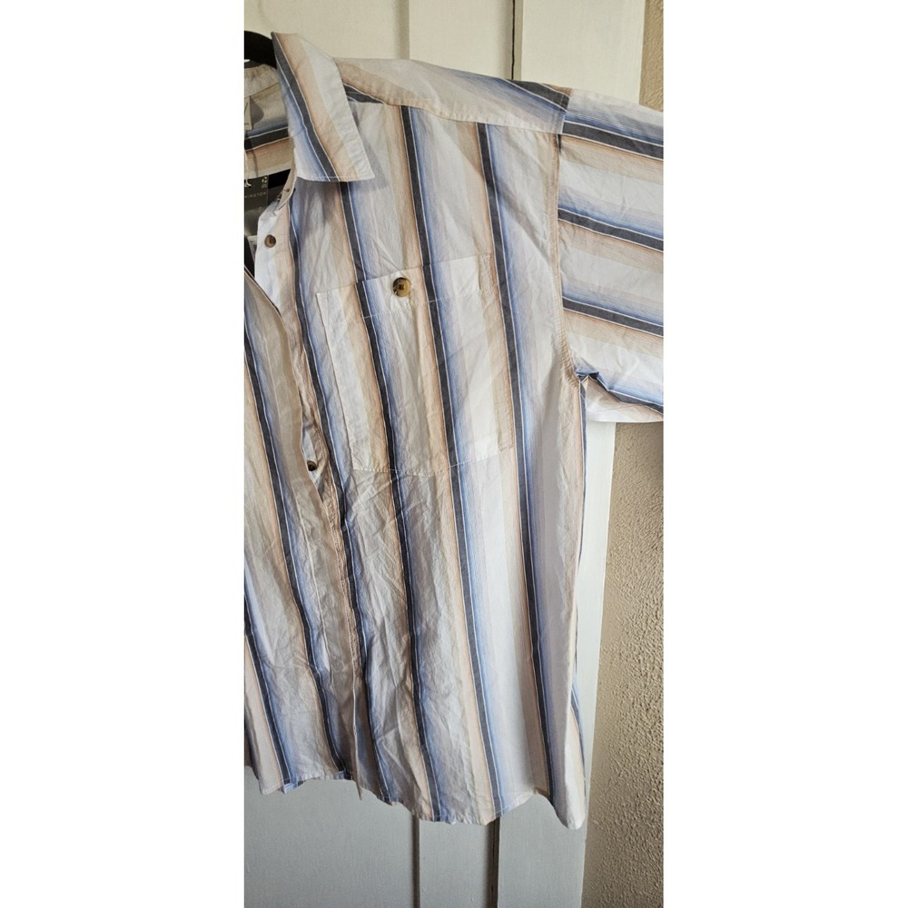 NWT Worthington woman long sleeve side slits button up long shirt striped Sz L - Picture 4 of 9